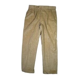 Mr. Wicks by Corbin Men's 36x30 Beige Corduroy Pleated Dress Pants USA Made